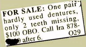 classified ad teeth