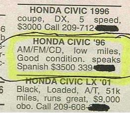 car classified ad funny