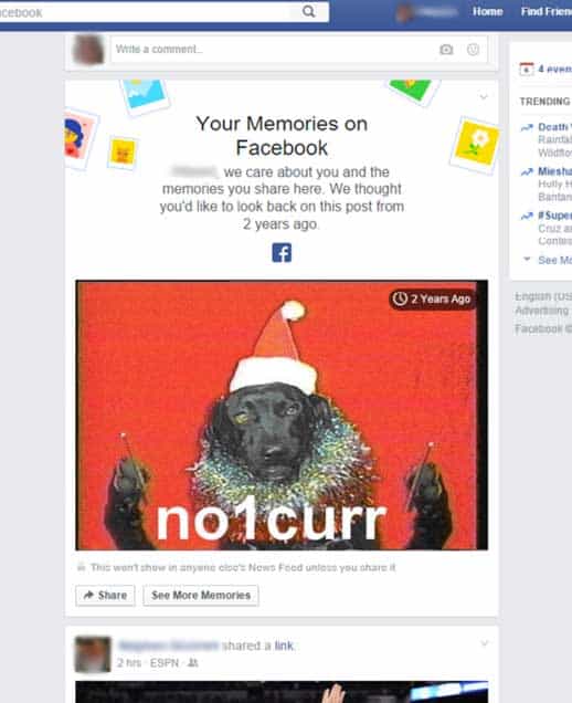 your memories on facebook