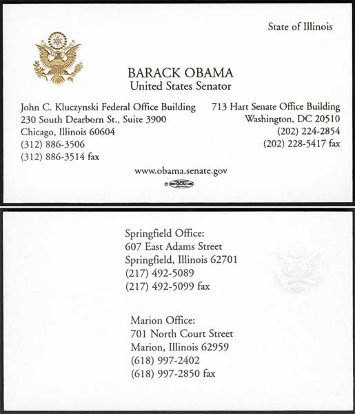 barack obama business card