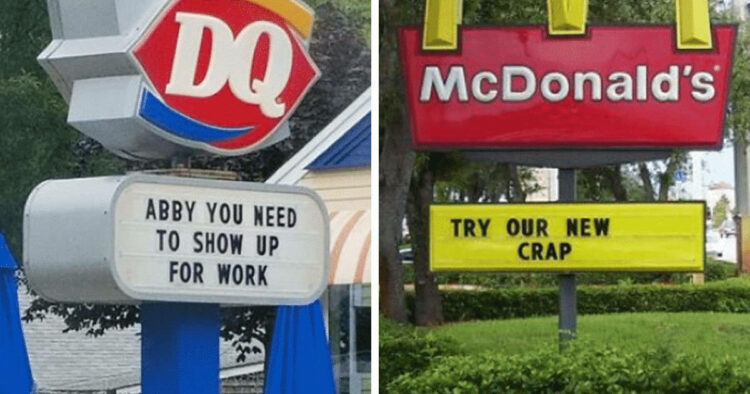 abby you need to show up dairy queen mcdonals crap signs