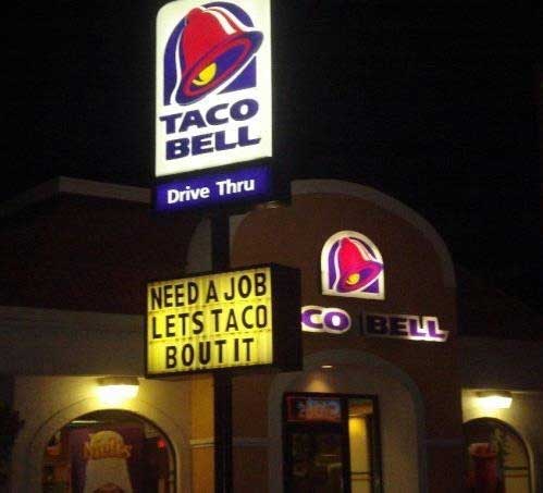 funny taco bell sign