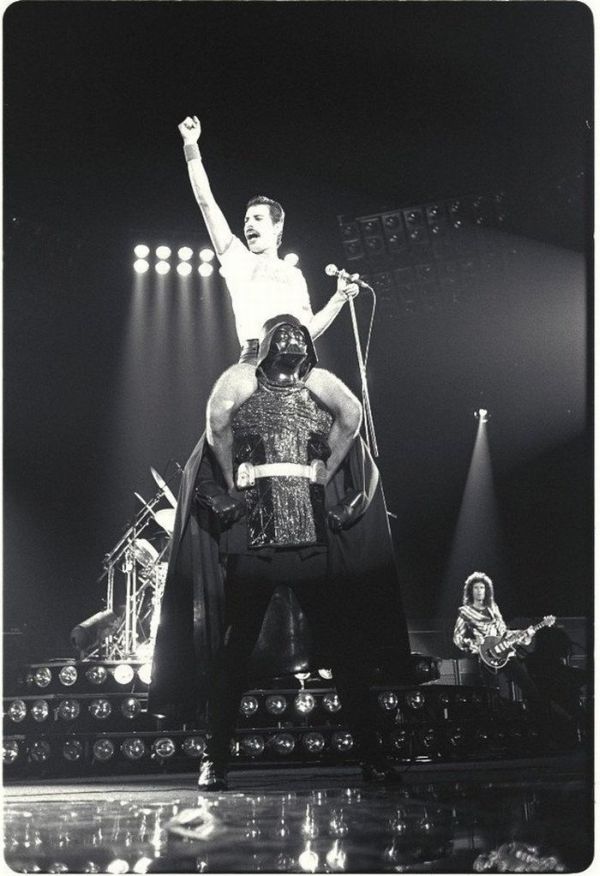 Freddie Mercury riding Darth Vader