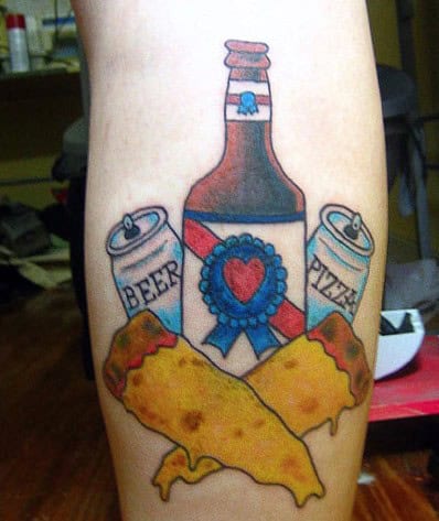 beer pizza tattoo
