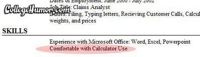calculator resume funny