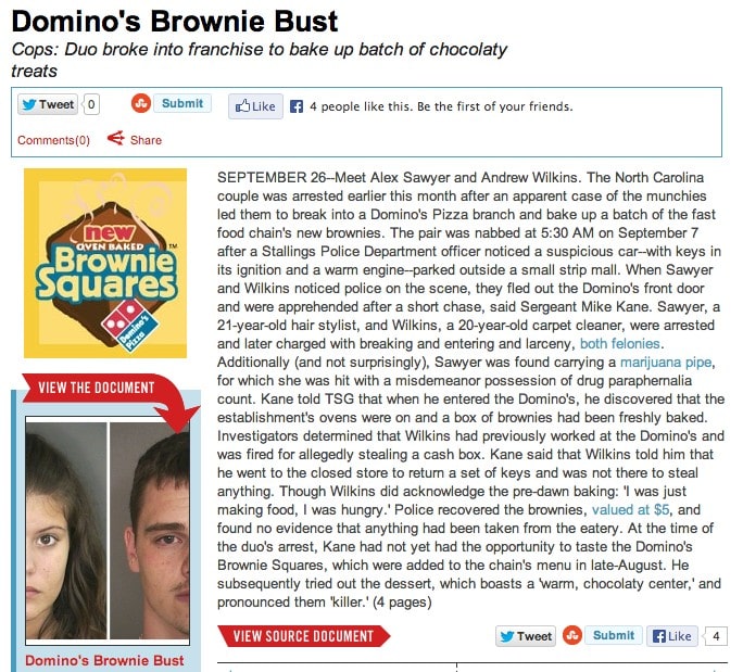 dominos brownie bust
