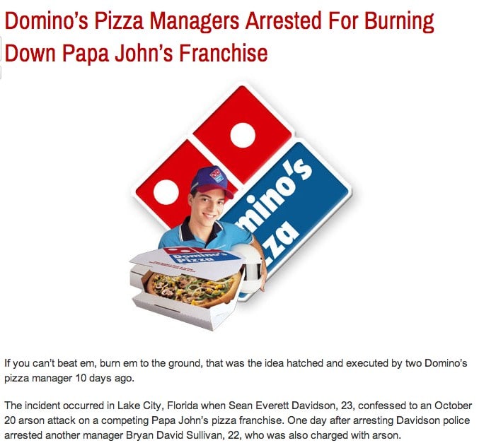 dominos pizza arrested