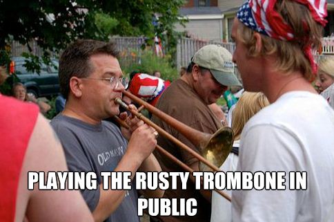dude playing the rusty trombone
