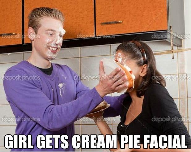 girl gets a cream pie facial
