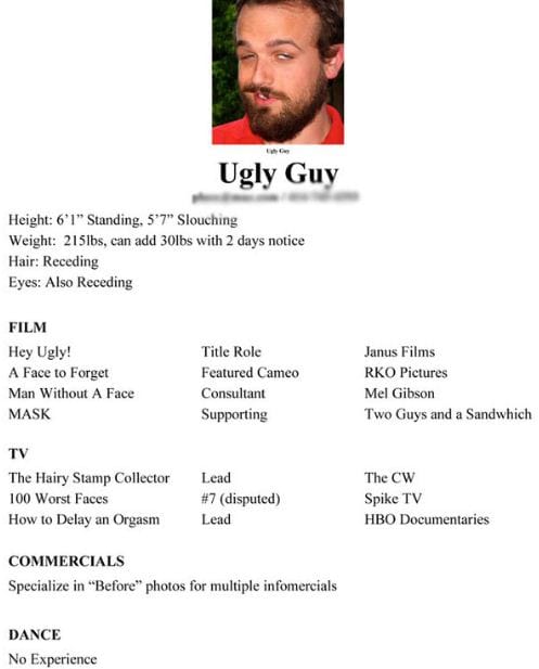 guy ugly resume