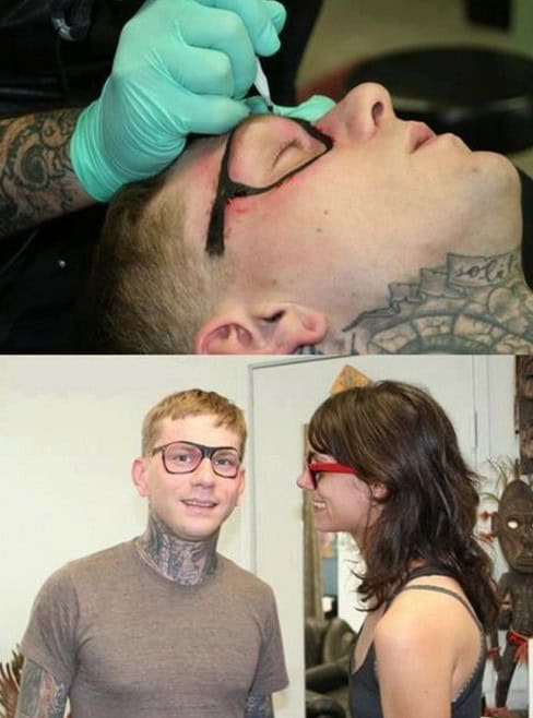 hipster glasses tattoo