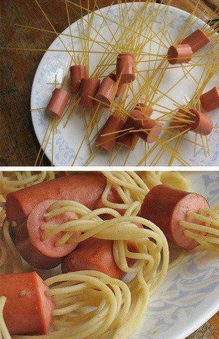 hot dog spaghetti
