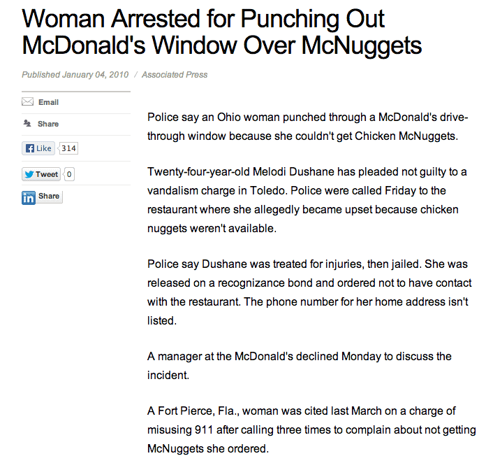 mcnuggets arrested