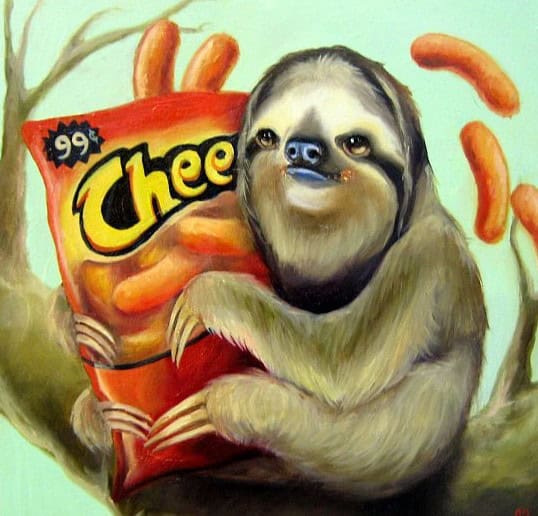 sloth cheetos painting