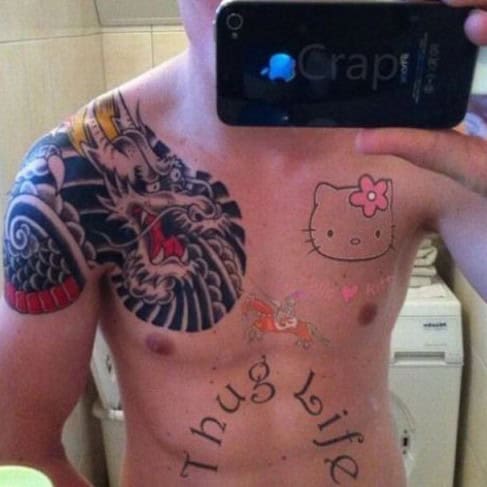 thug life tattoo fail