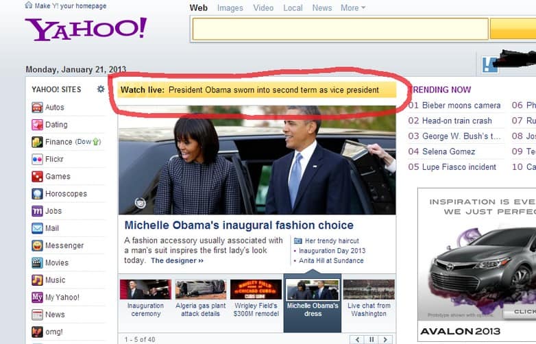 yahoo inauguration fail