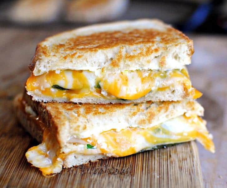 man barricades grilled cheese