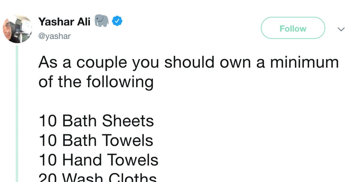 Everyone On Twitter Is Having A Meltdown Over How Many Towels And 'Bath