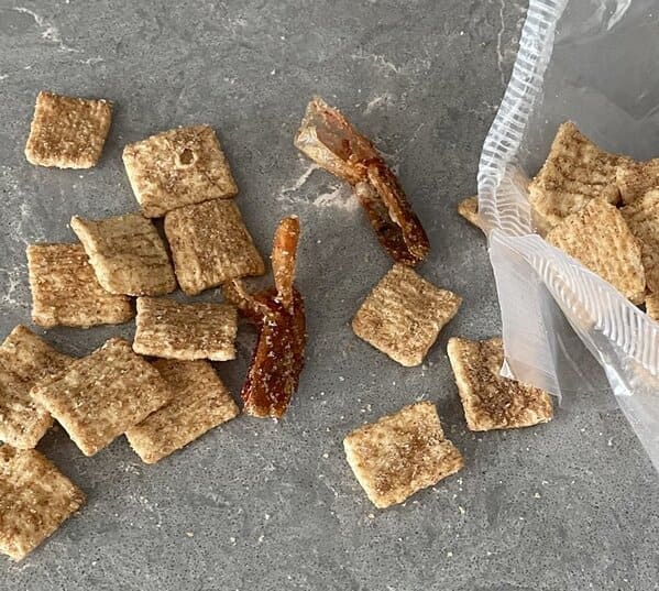 Cinnamon Toast Crunch shrimp tails, funny twitter thread about cereal and shrimp, fishy, gross, companies on twitter, cereal with mouse poop in it, gross things found in food, Jensen karp