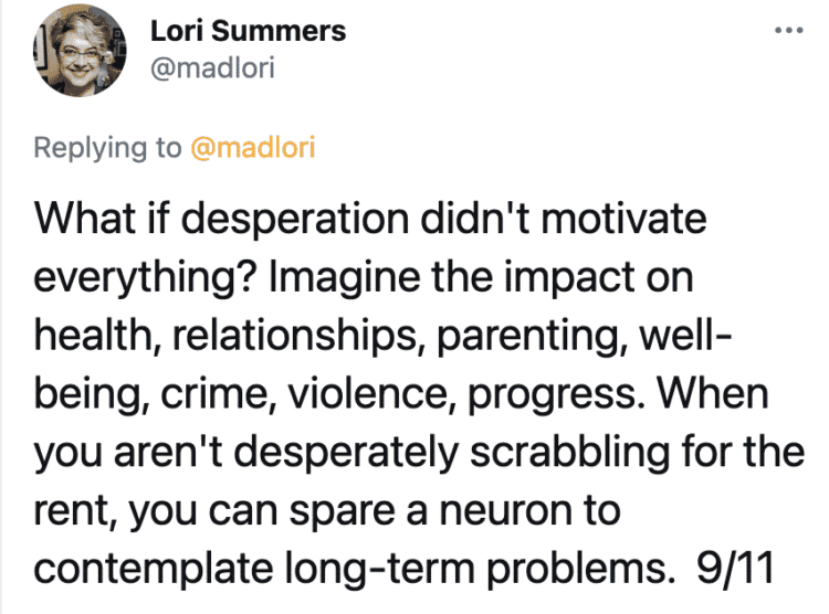 People should not have to work, UBI, universal basic income, countries with universal basic income, socialism, communism, capitalism, twitter thread, arguments for and against socialist policies, Lori Summers, viral