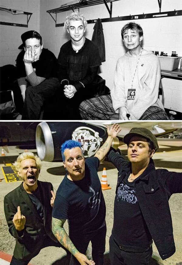 Green day band black and white old photos, versus now, Photos of bands before they were famous, weird old photos, famous musicians when they were young, old pictures of band, wow, nostalgia, music, rock