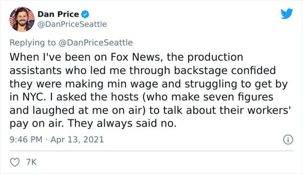 Dan Price CEO of Gravity Payments pay cut, Fox News mocks CEO for taking pay cut to pay his employees more, viral twitter thread about socialism, treating staff like people, the only good boss in the United States, pay cut CEO has last laugh, capitalism, socialist