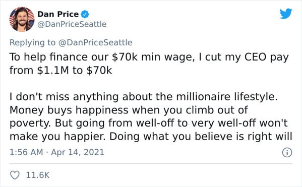 Dan Price CEO of Gravity Payments pay cut, Fox News mocks CEO for taking pay cut to pay his employees more, viral twitter thread about socialism, treating staff like people, the only good boss in the United States, pay cut CEO has last laugh, capitalism, socialist