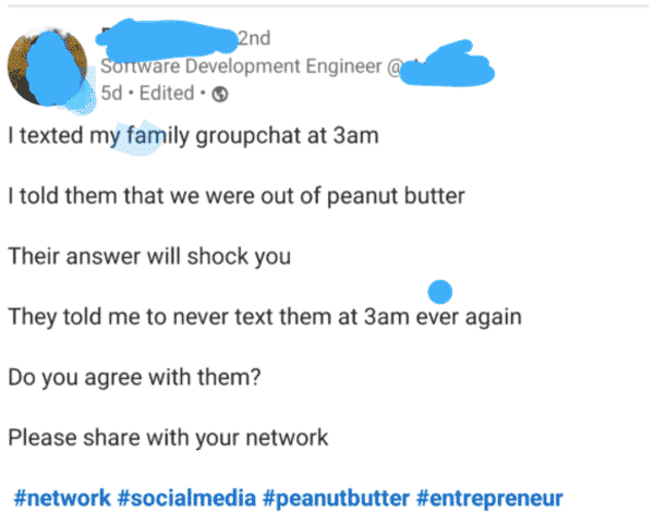 Linkedin cringey posts