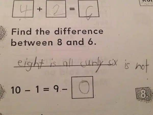 15. Isn't it? This kid is 100% correct. 6 is just half as curly as 8.