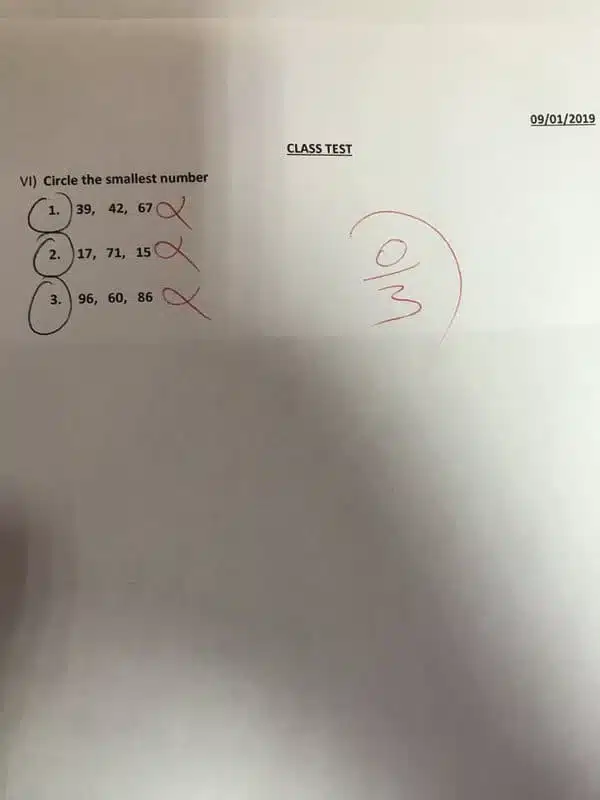 26. The teacher's wrong. 1, 2, and 3 are the smallest number. That teacher needs evaluation.