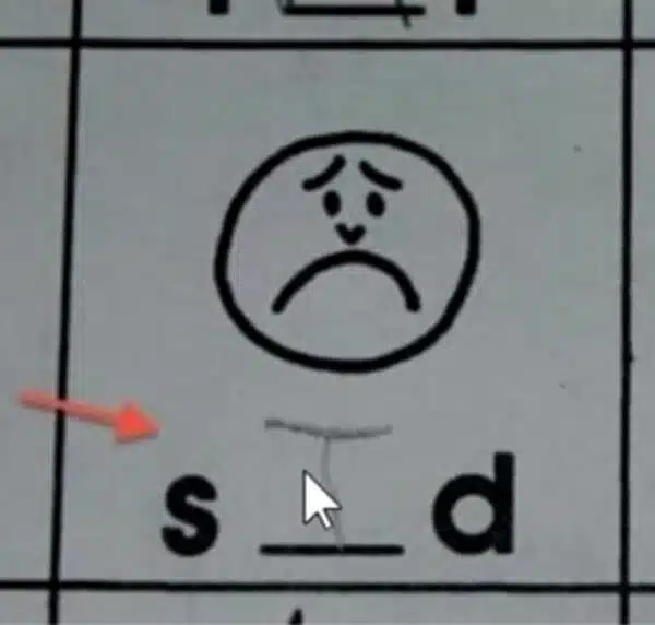 28. Aww, the kid drew the face a body! Now it's a sad face with a body.