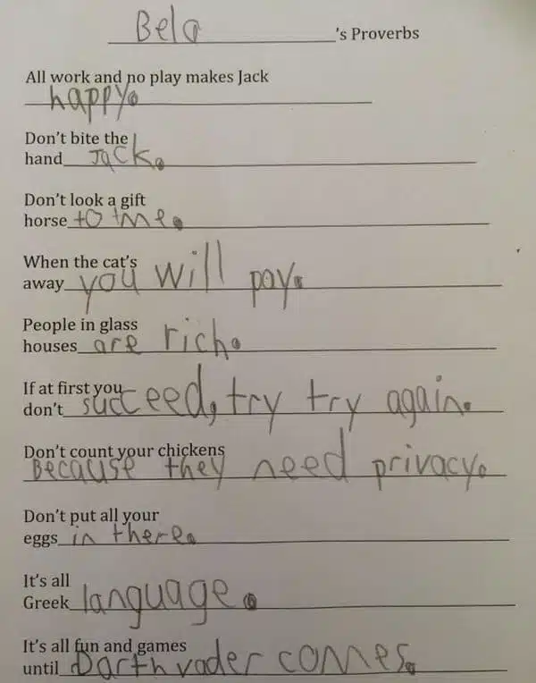 7. Darth Vader? Bela has a priorities set. This kid is a genius.