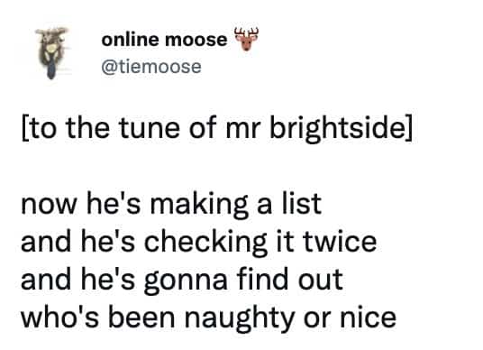 christmas tweet - mr brightside