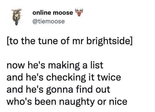 christmas tweet - mr brightside 