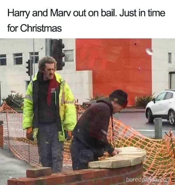 Christmas meme - harry marv looks like