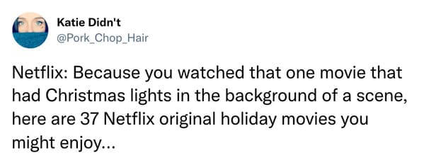 Christmas tweets - netflix suggestions