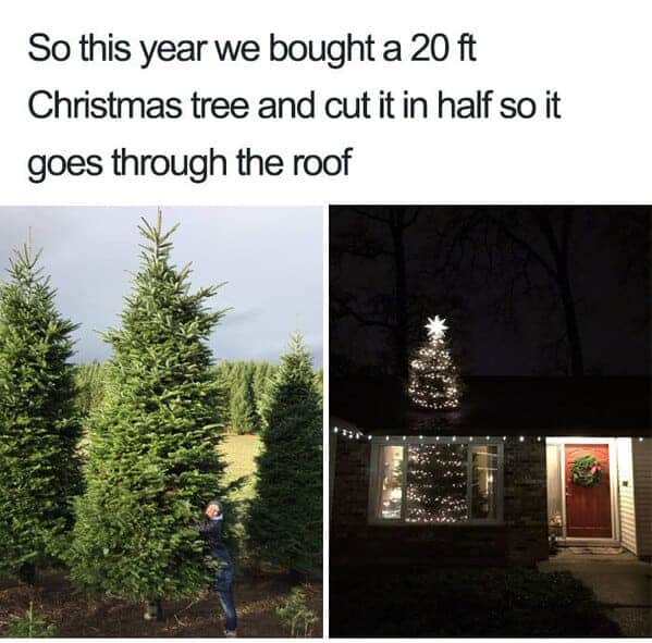 Christmas meme - tree through roof